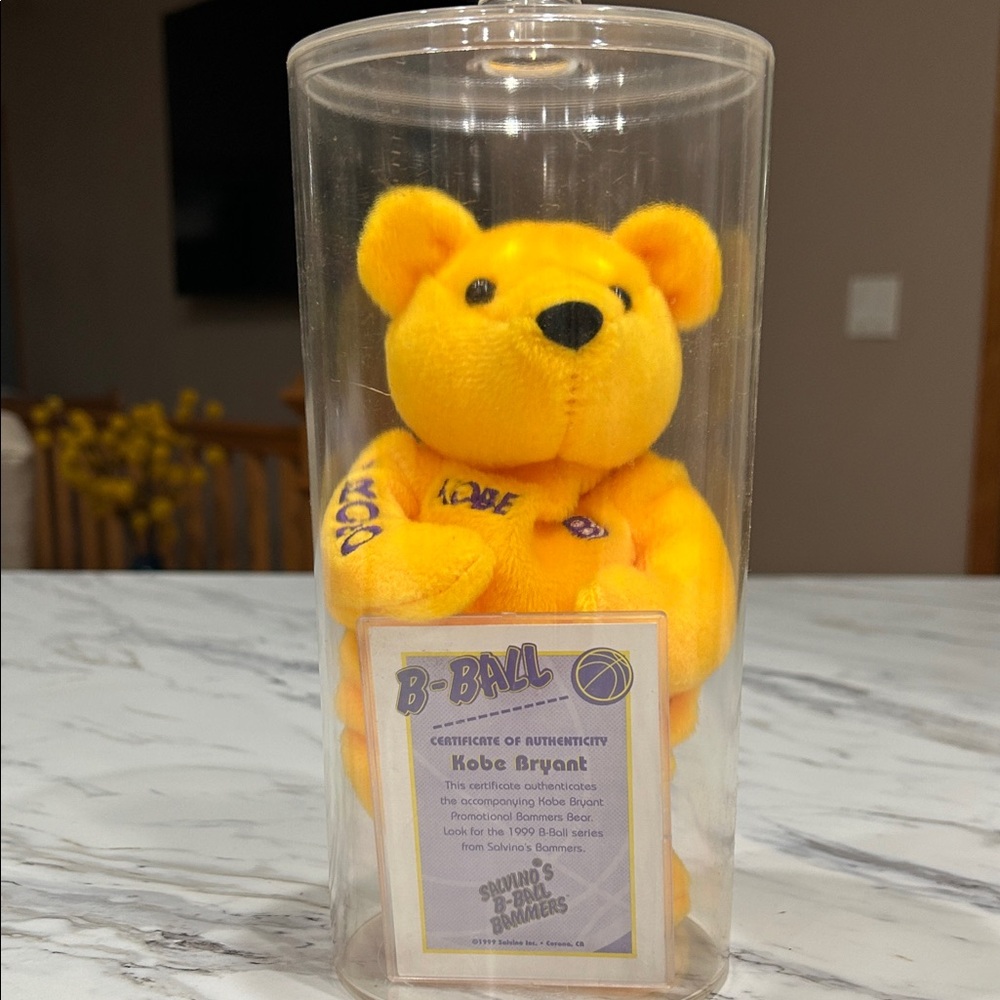 Kobe Bryant Salvino’s Bammers 
#8 Yellow Plush Bear 
Great Condition. COA Card